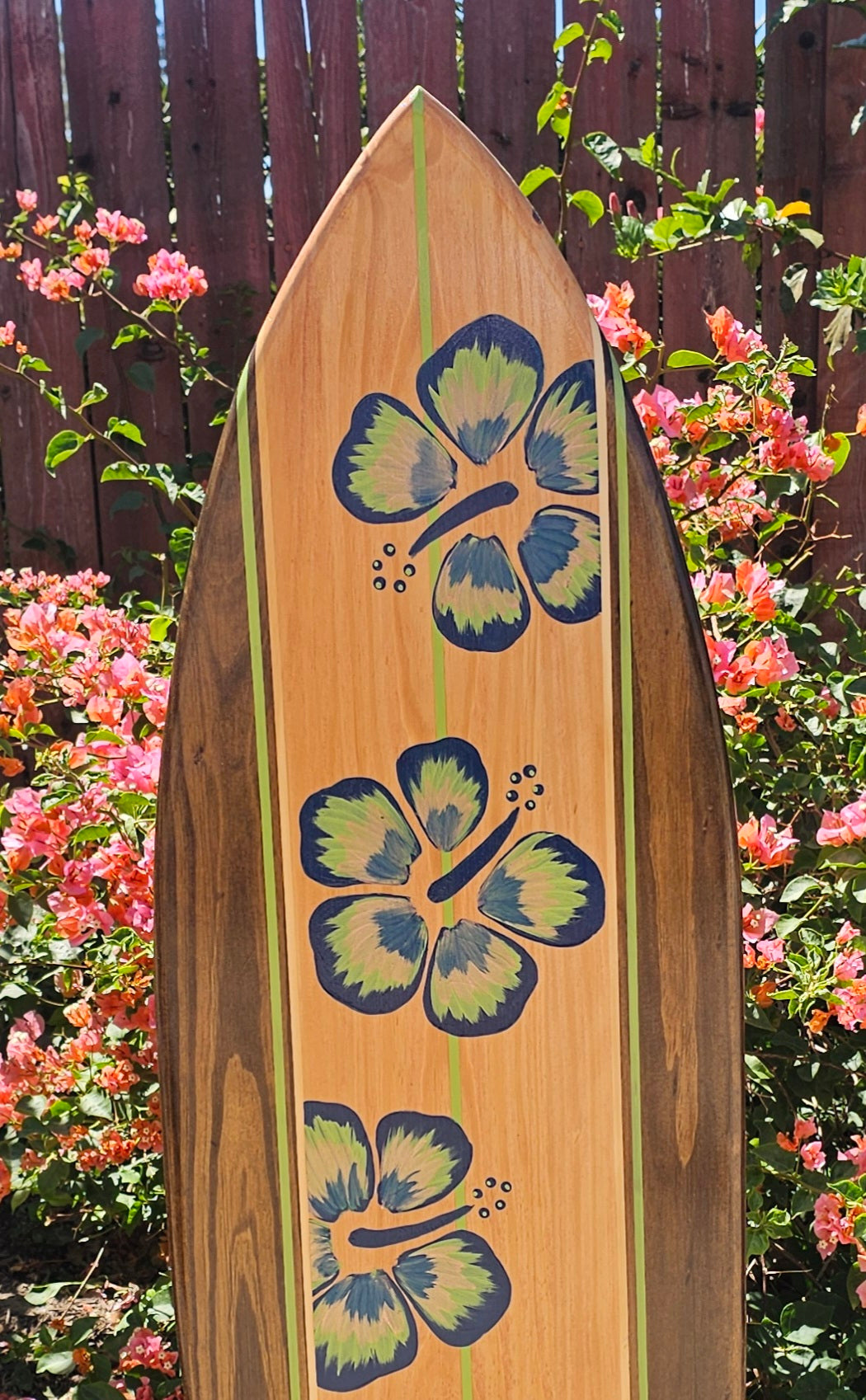 Navy Hibiscus Surfboard Wall Art | Coastal Beach Decor