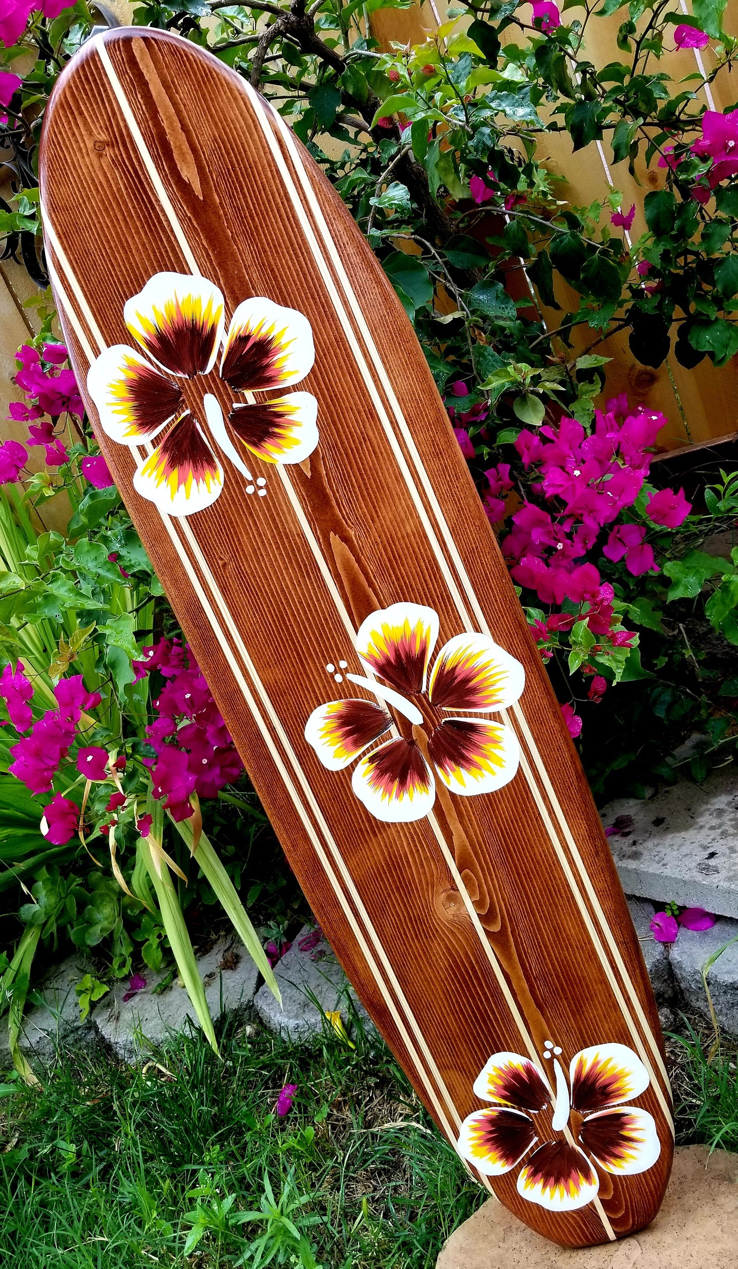 Hibiscus Surfboard Wall Decor | Tropical Beach Surf board art | 4-08