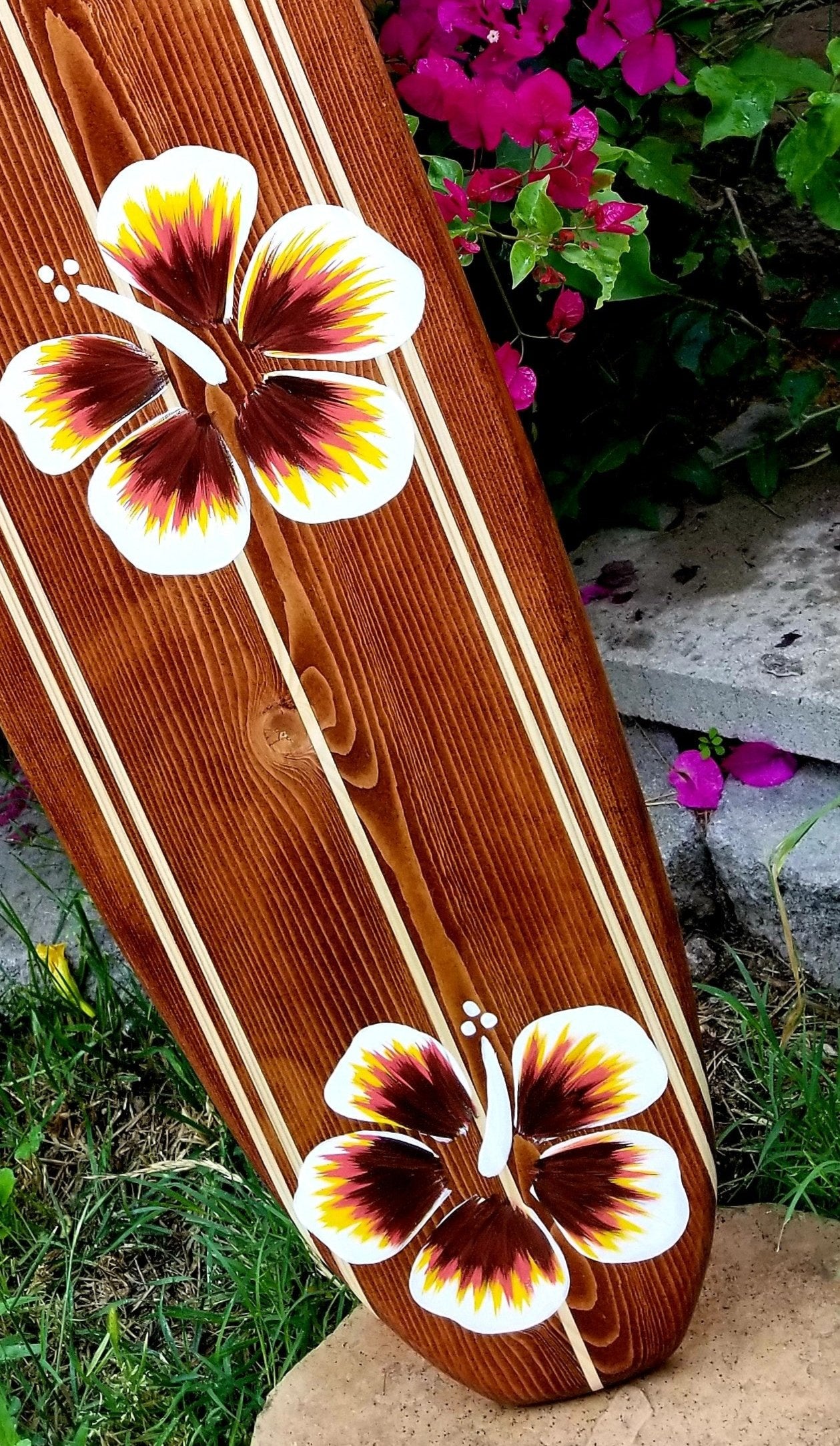 Hibiscus Surfboard Wall Decor | Tropical Beach Surf board art | 4-08