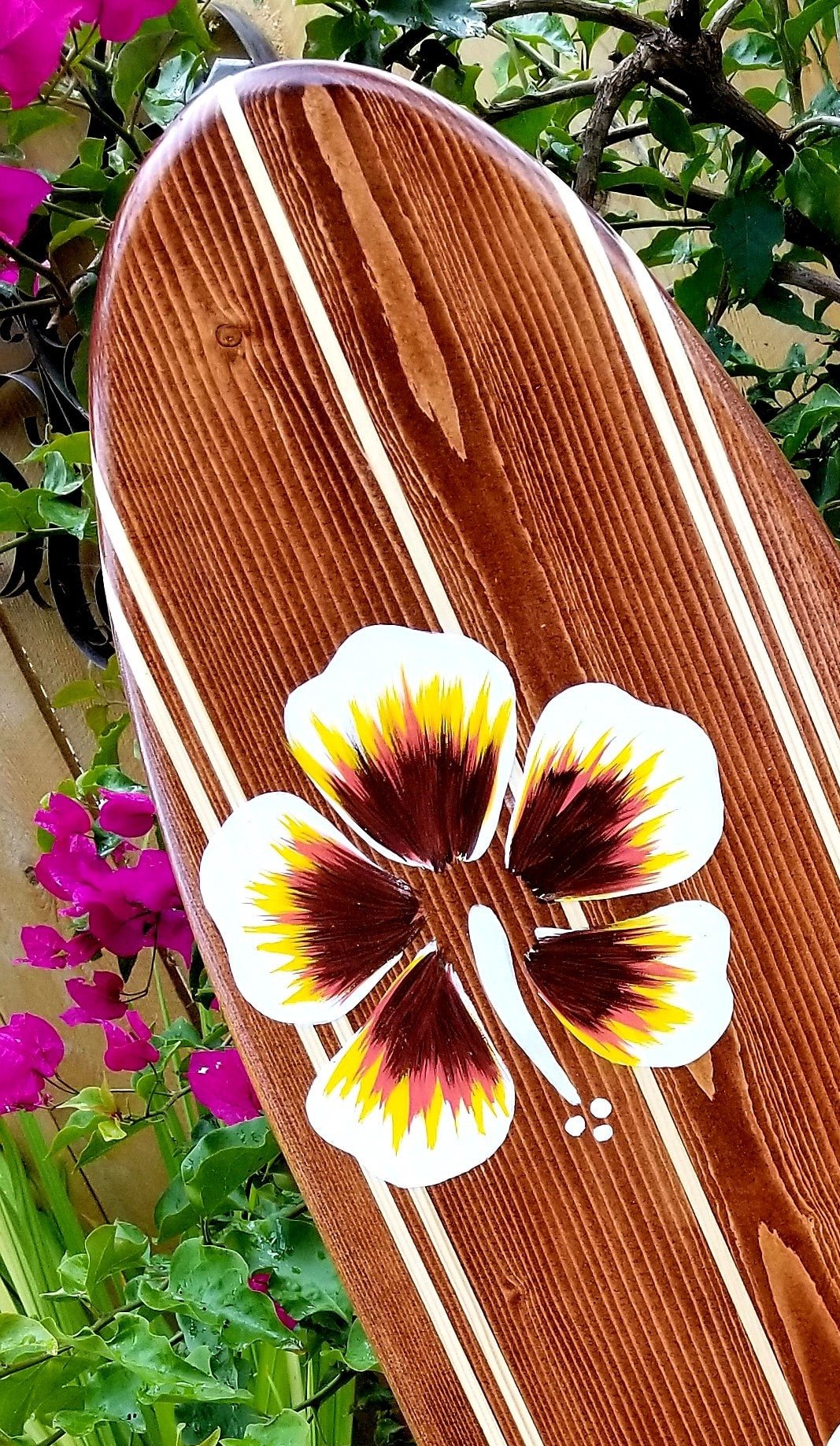 Hibiscus Surfboard Wall Decor | Tropical Beach Surf board art | 4-08