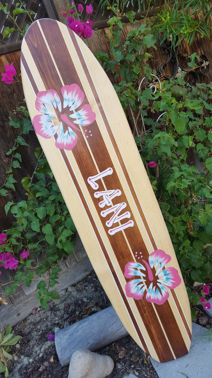 Personalized Hibiscus Surfboard Wall Art Beach Decor