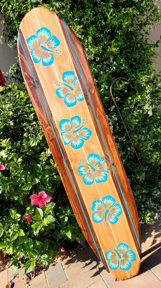 Tropical Surfboard Wall Art decor | Hawaiian decoration | Hibiscus Surf board | 16C