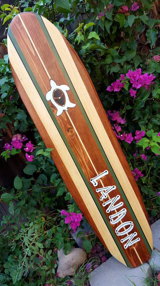 Personalized turtle Surfboard Wall Art Beach Decor