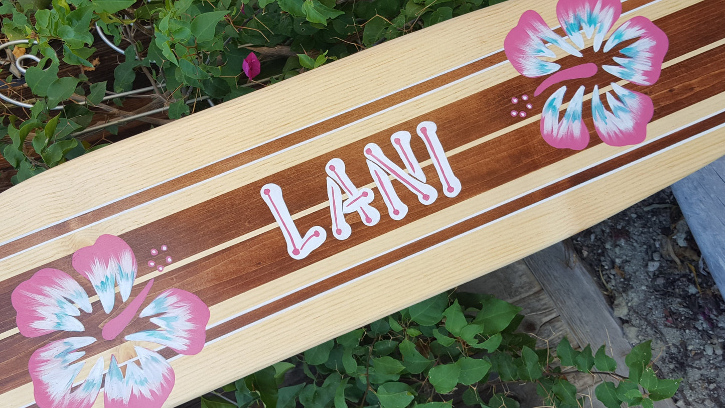 Personalized Hibiscus Surfboard Wall Art Beach Decor