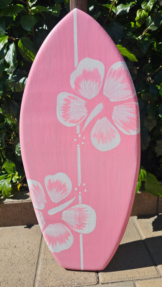 Surfboard Wall Art Decor | Pink Hibiscus