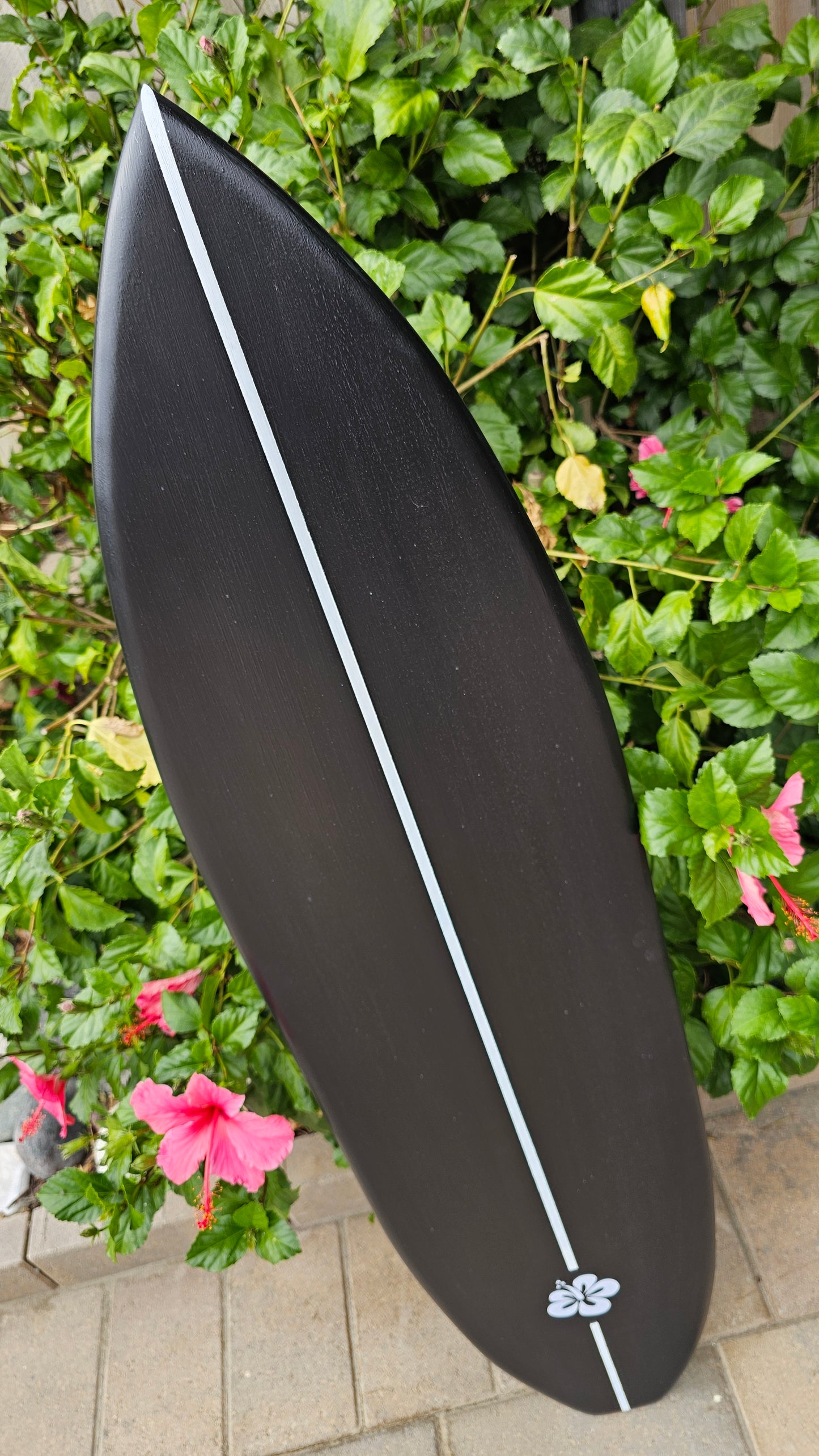 Black Hibiscus Surfboard Wall Art Beach Decor