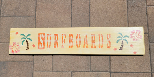 Surfboards Sign | Beach Wall Art Palm tree Decor