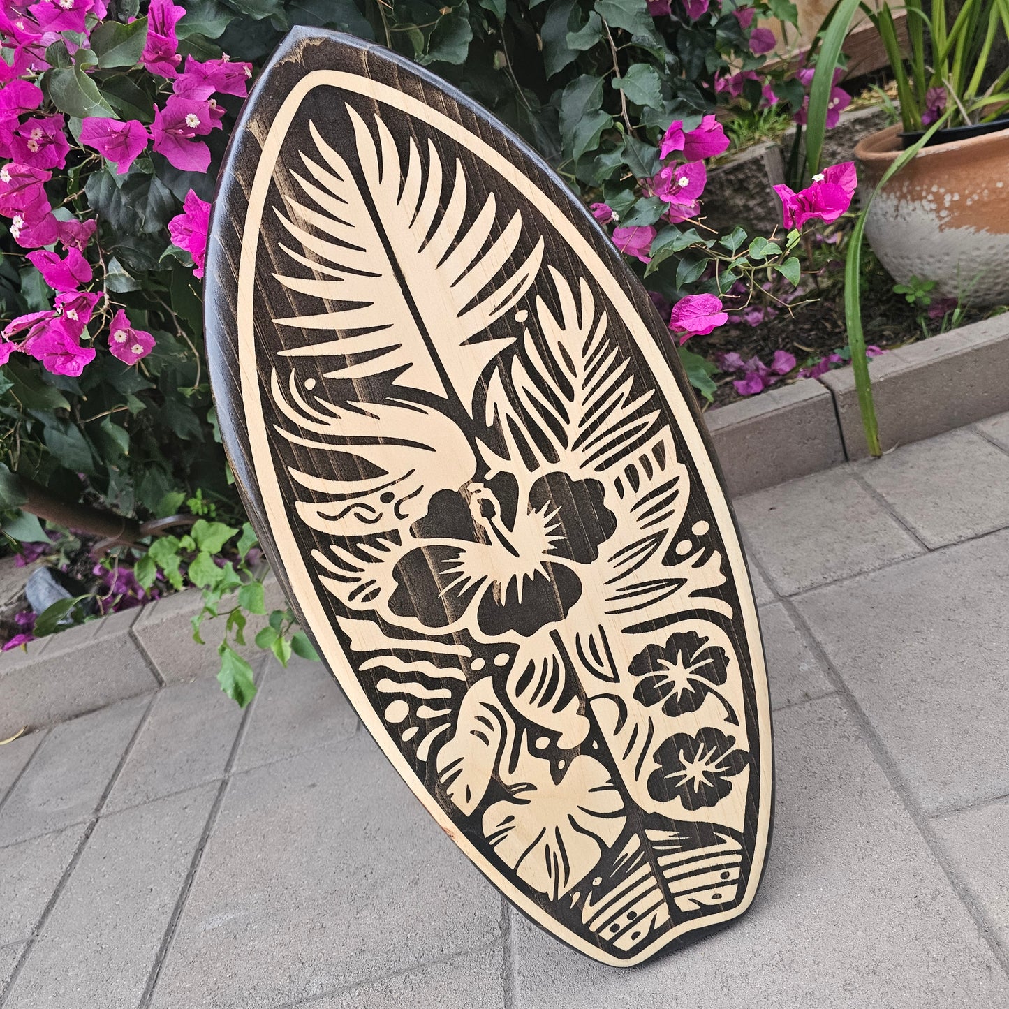 Tropical Hibiscus Surfboard Wall Art | Hawaiian Beach Decor 2-08