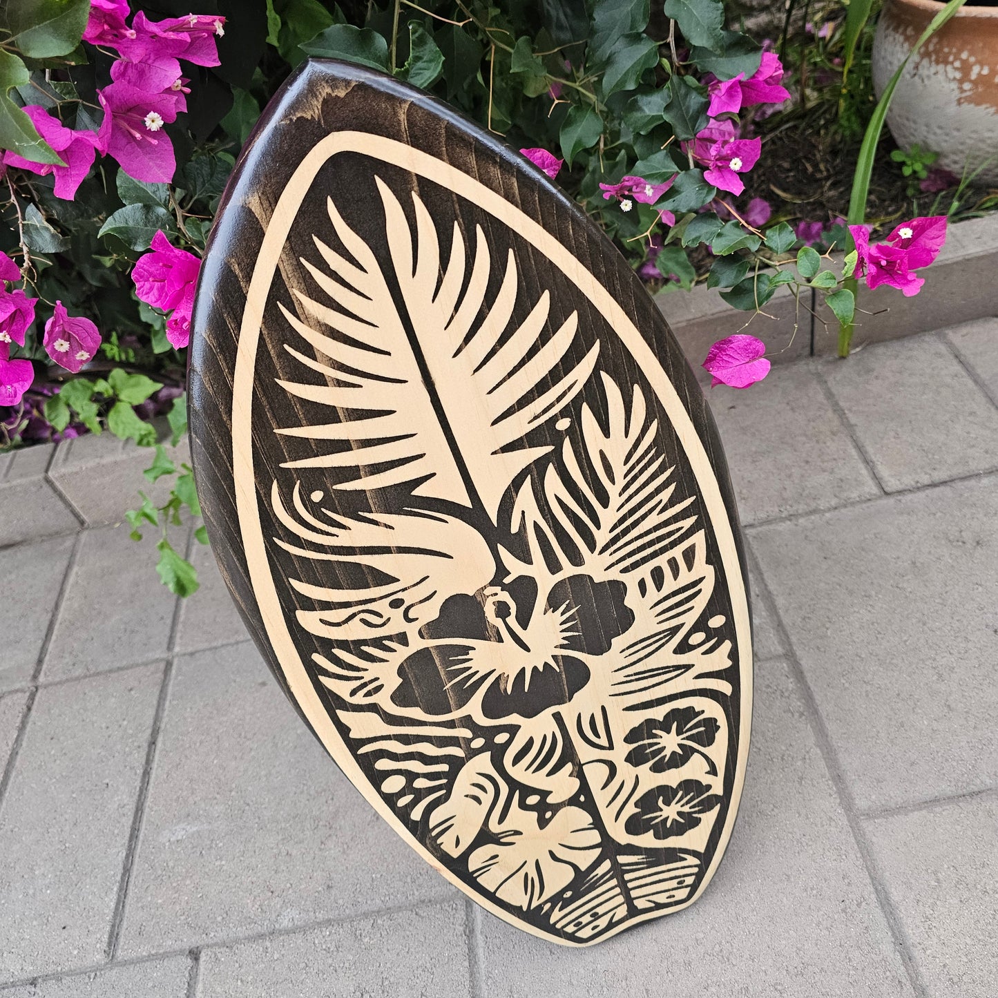 Tropical Hibiscus Surfboard Wall Art | Hawaiian Beach Decor 2-08
