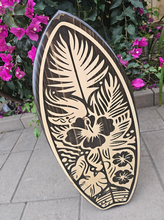 Tropical Hibiscus Surfboard Wall Art | Hawaiian Beach Decor 2-08