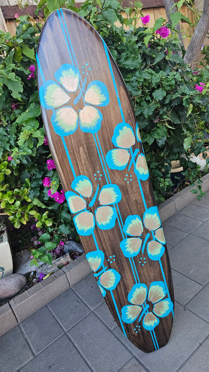 Copper Hibiscus Surfboard Wall Art | Beach Decor
