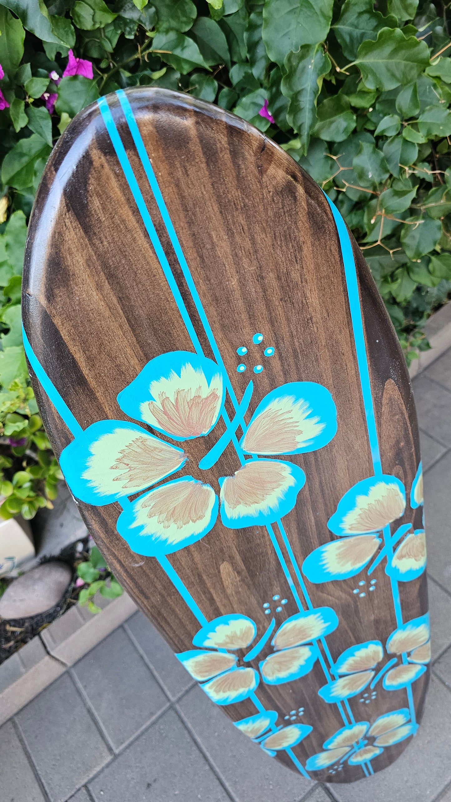 Copper Hibiscus Surfboard Wall Art | Beach Decor
