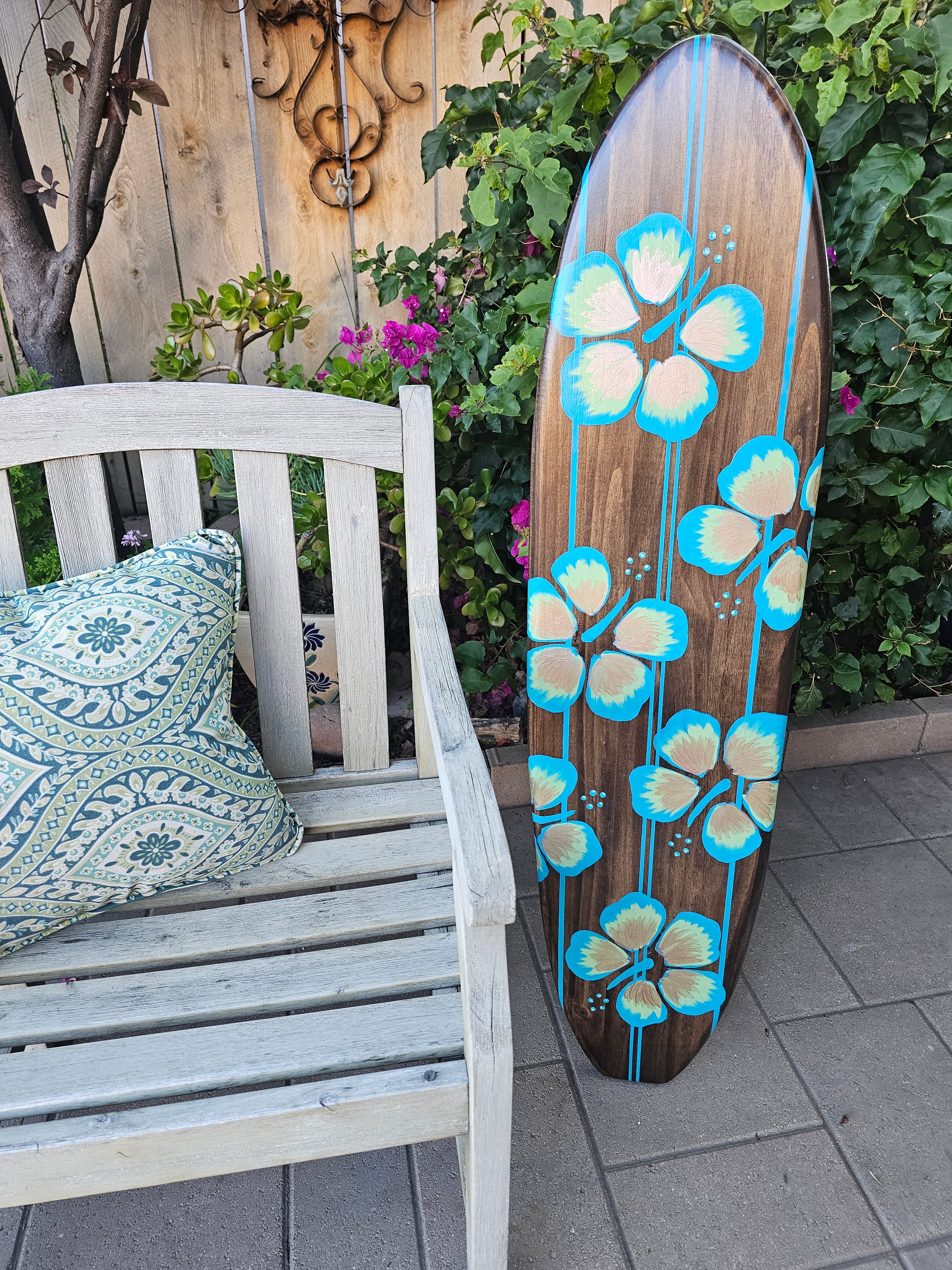 Hibiscus Surfboard Wall Art Beach Decor – 🌺 San Diego Surf Art