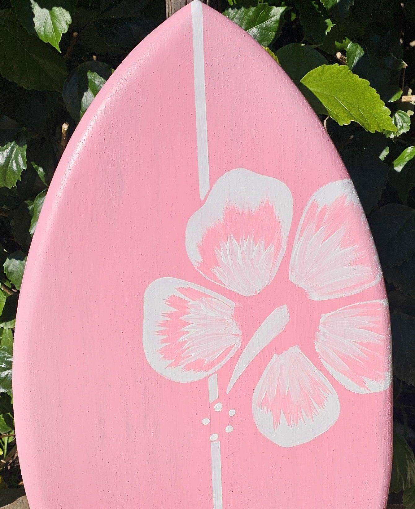Pink Hibiscus Surfboard Wall Art | Tropical Beach Decor