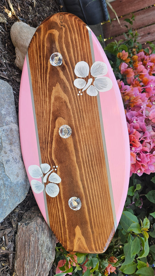 2ft. Pink Surfboard wall art | Jewelry Hanger
