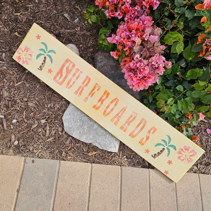 Surfboards Sign | Beach Wall Art Palm tree Decor