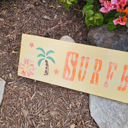 Surfboards Sign | Beach Wall Art Palm tree Decor