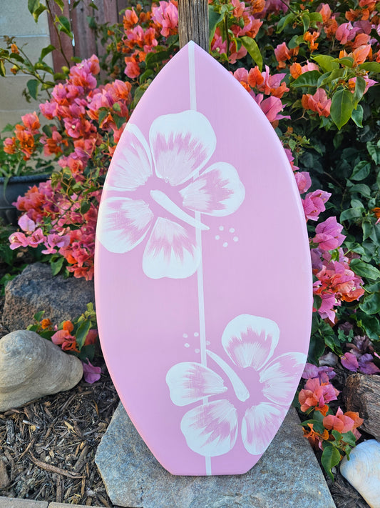 PINK Surfboard Wall Art | Hibiscus Decor