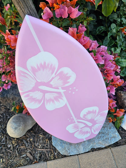 PINK Surfboard Wall Art | Hibiscus Decor