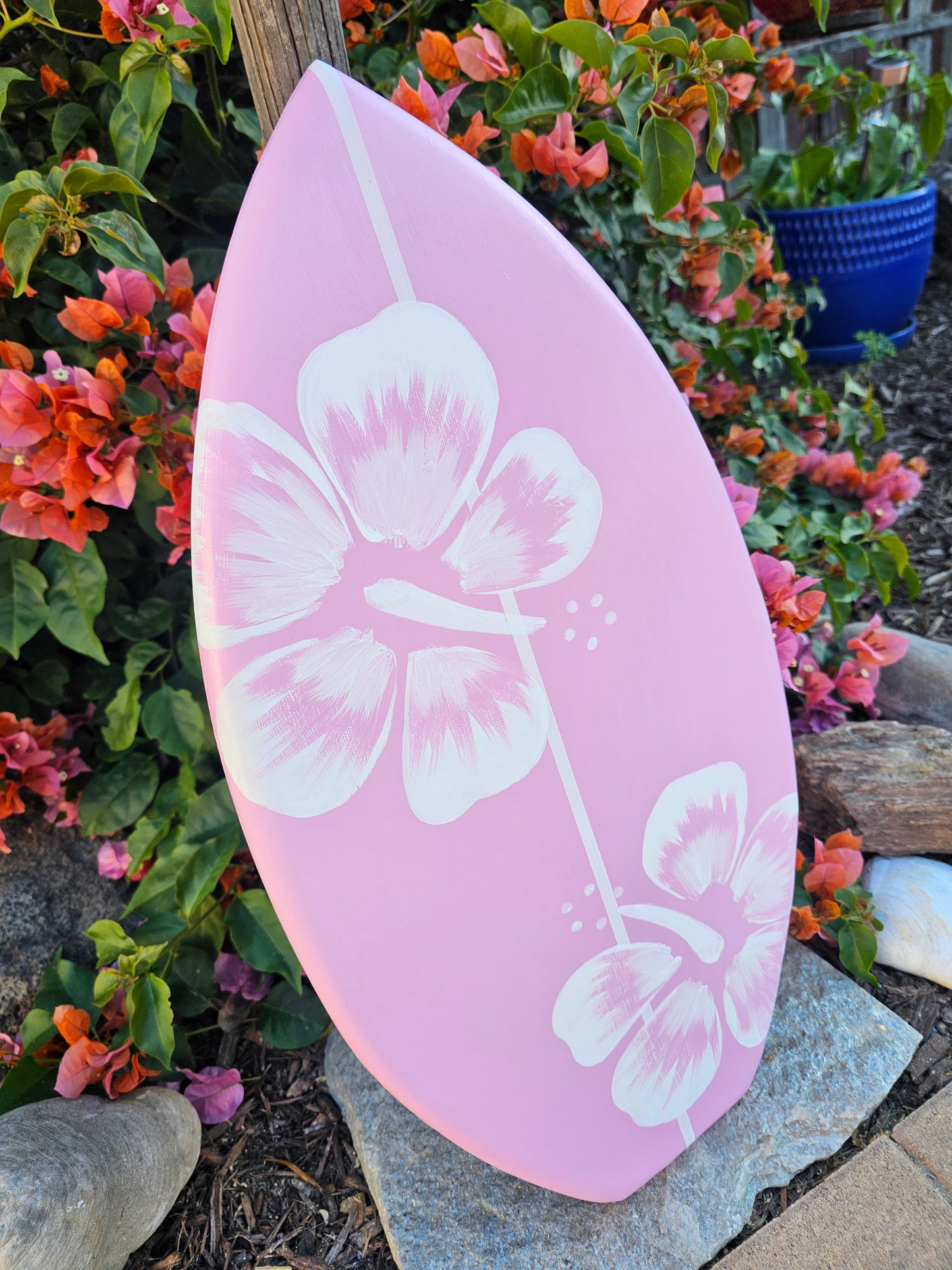 PINK Surfboard Wall Art | Hibiscus Decor