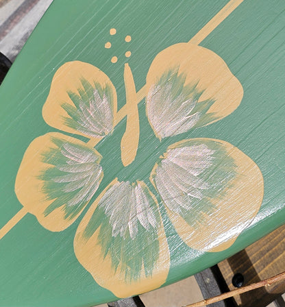 3ft. Sage Hibiscus Surfboard Wall Art  | Tropical Beach Decor