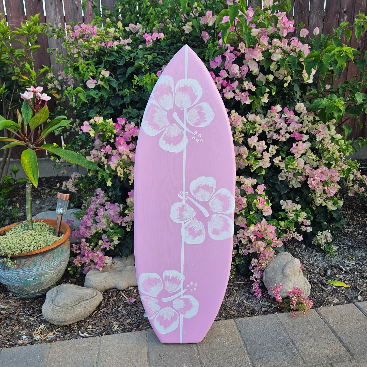 Pink Surfboard wall art | Tropical Beach Decor