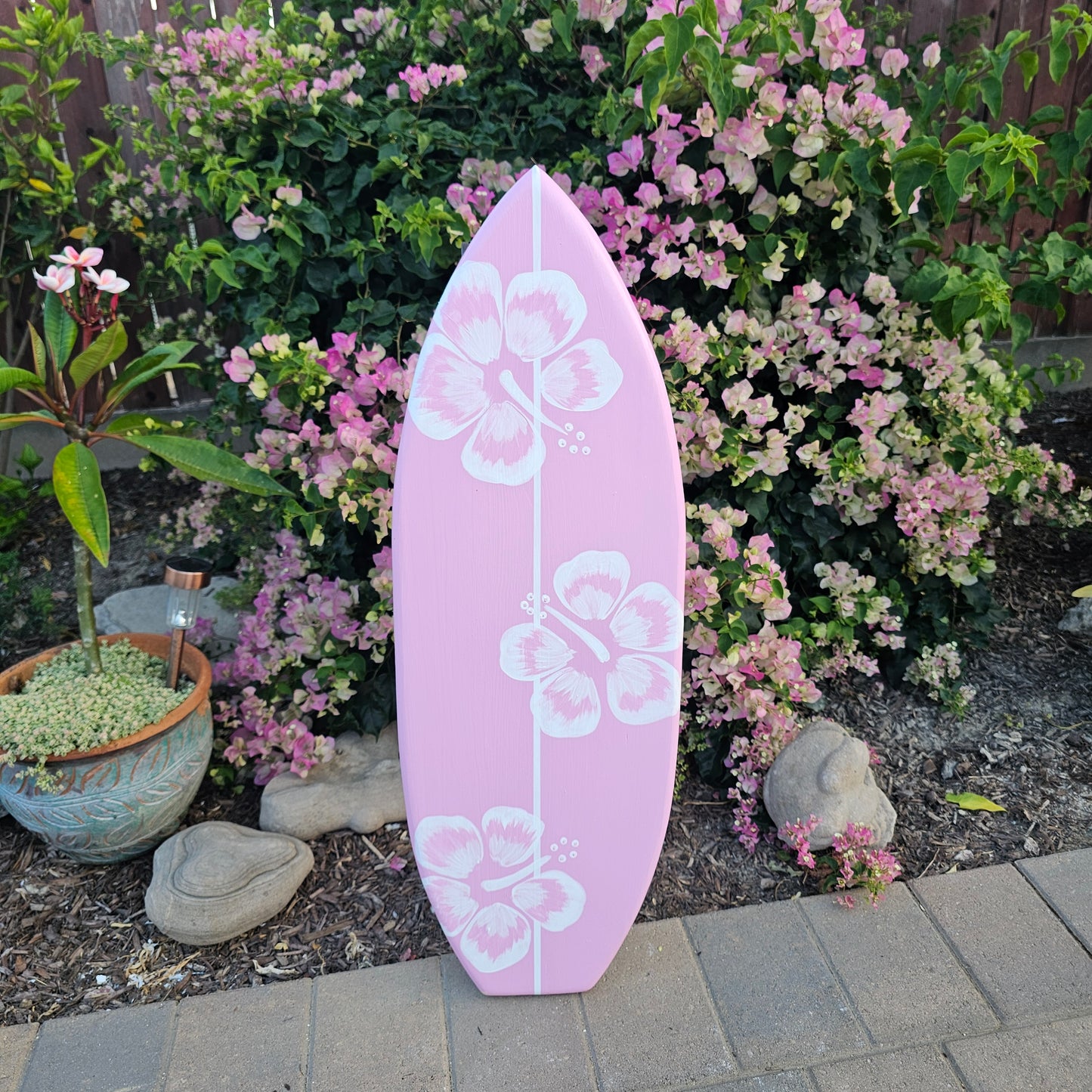 Pink Surfboard wall art | Tropical Beach Decor
