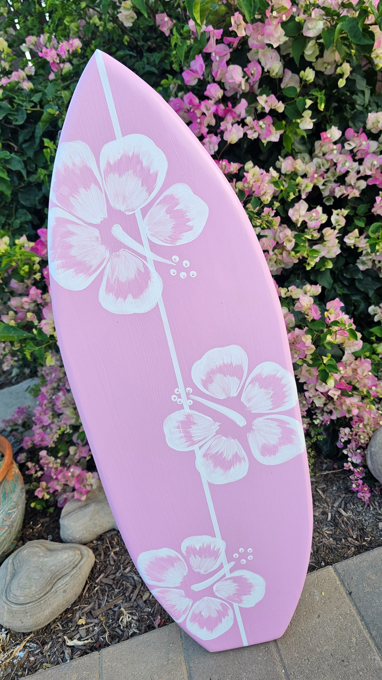 Pink Surfboard wall art | Tropical Beach Decor