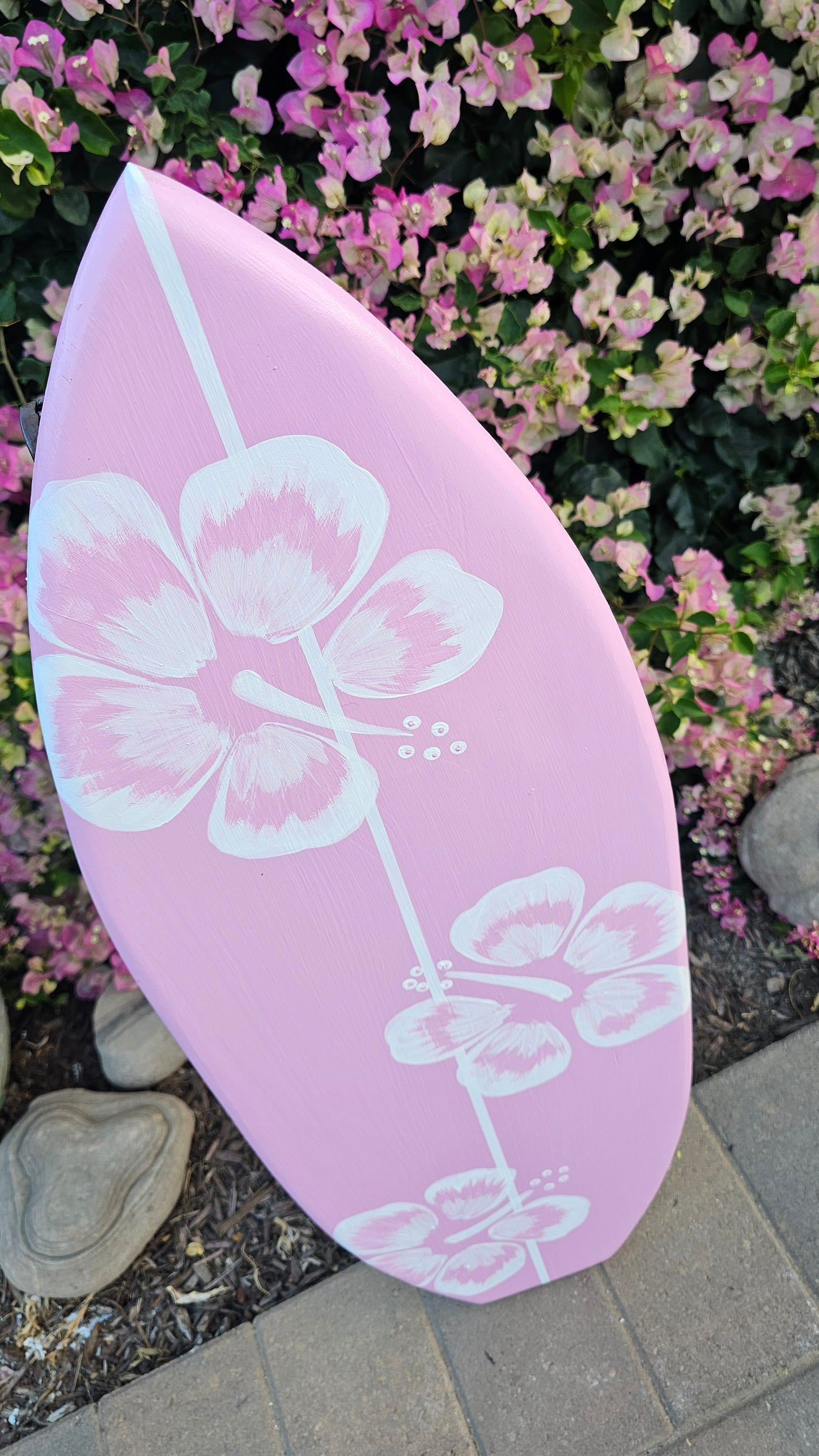 Pink Surfboard wall art | Tropical Beach Decor