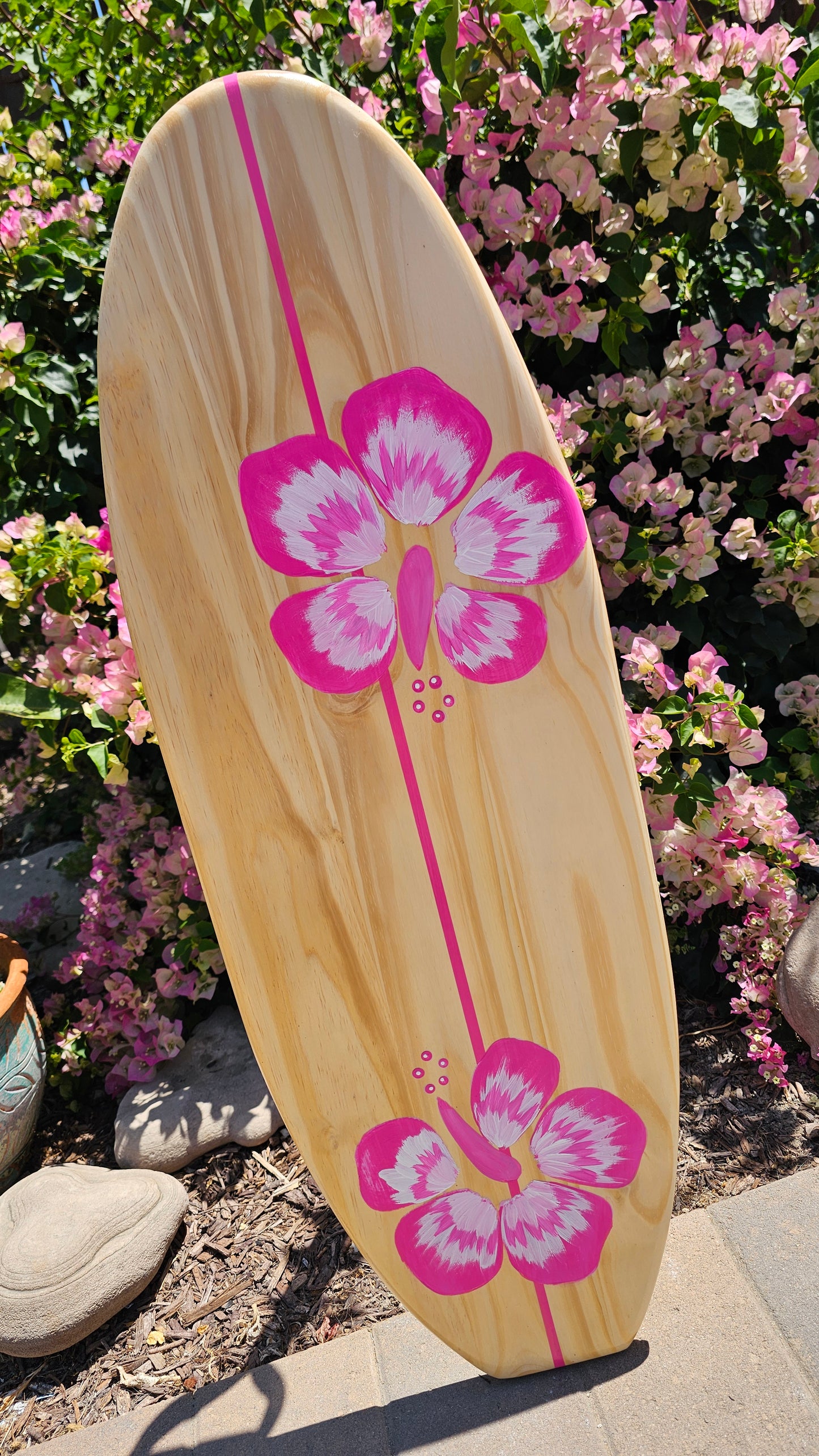 Pink Surfboard wall art | Tropical Beach Decor