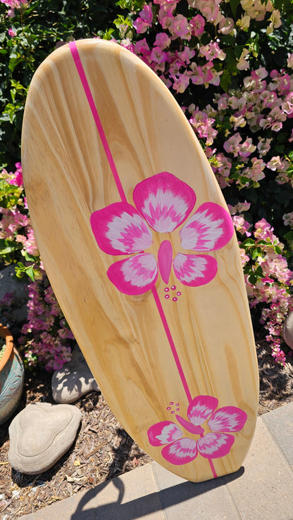 Pink Surfboard wall art | Tropical Beach Decor