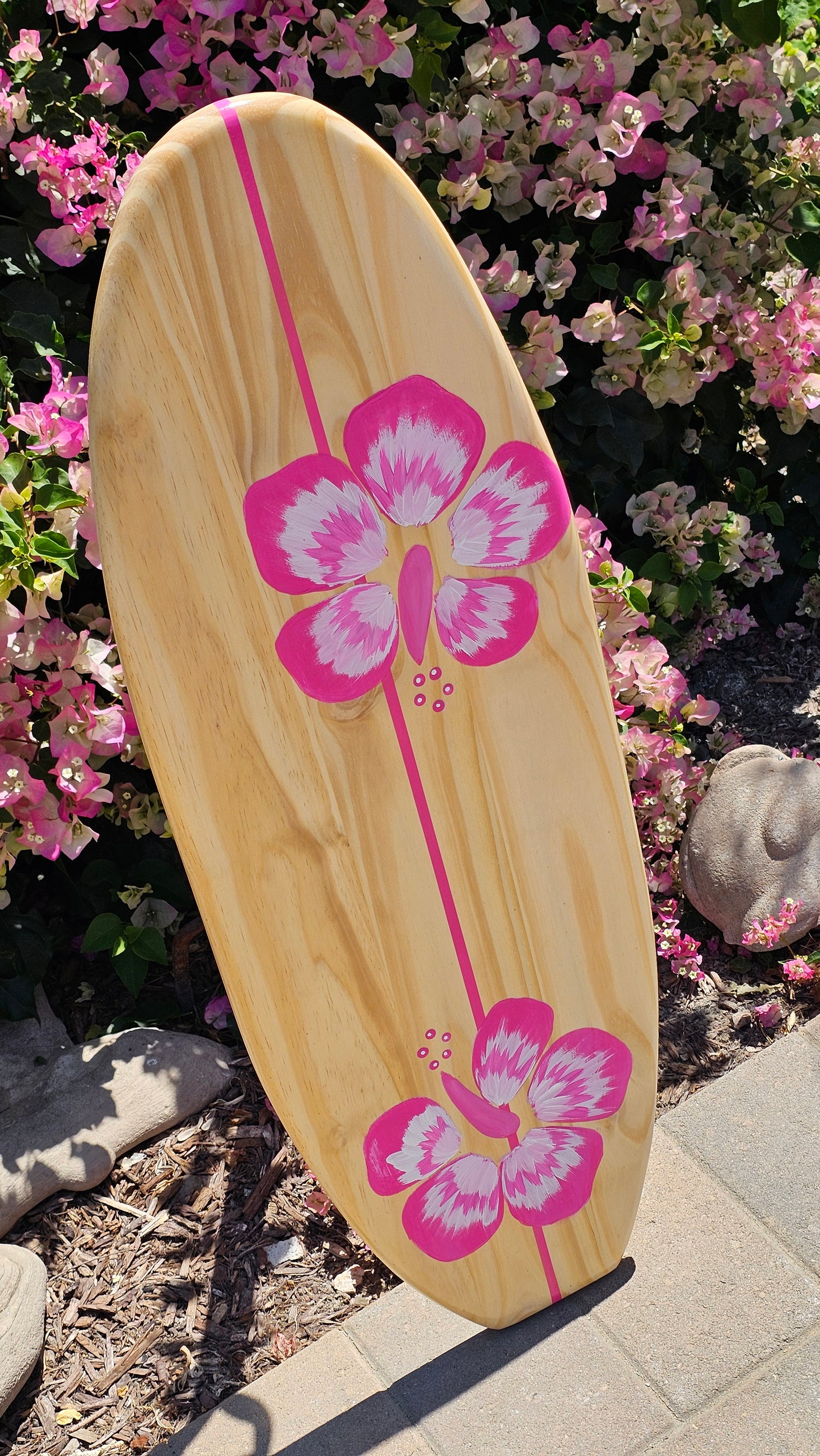 Pink Surfboard wall art | Tropical Beach Decor