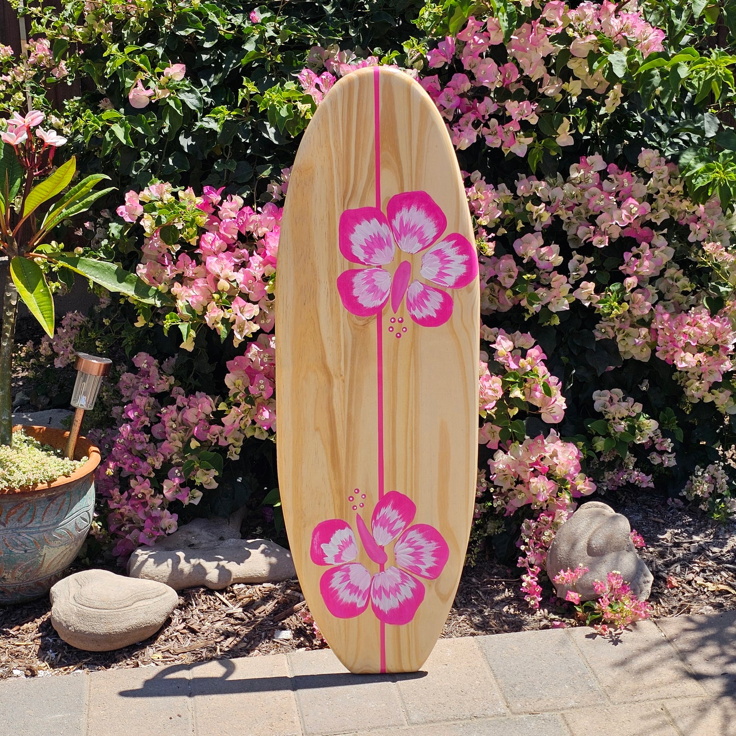 Pink Surfboard wall art | Tropical Beach Decor