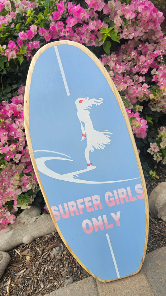 Surfer Girl Surfboard wall art | Tropical Nursery Beach Decor