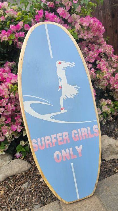 Surfer Girl Surfboard wall art | Tropical Nursery Beach Decor