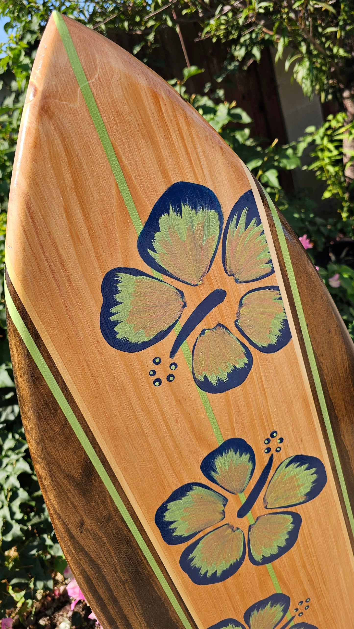 Navy Hibiscus Surfboard Wall Art | Coastal Beach Decor