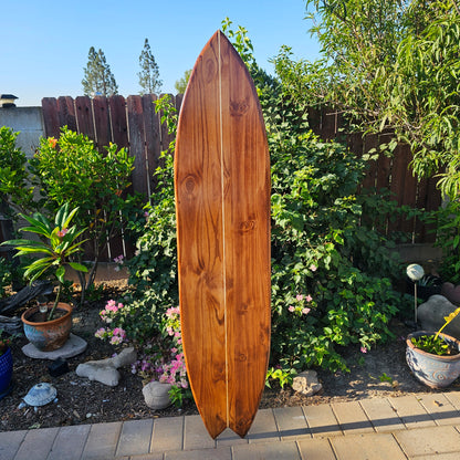 Mahogany Fishtail Surfboard Wall Art | Tropical Beach Decor