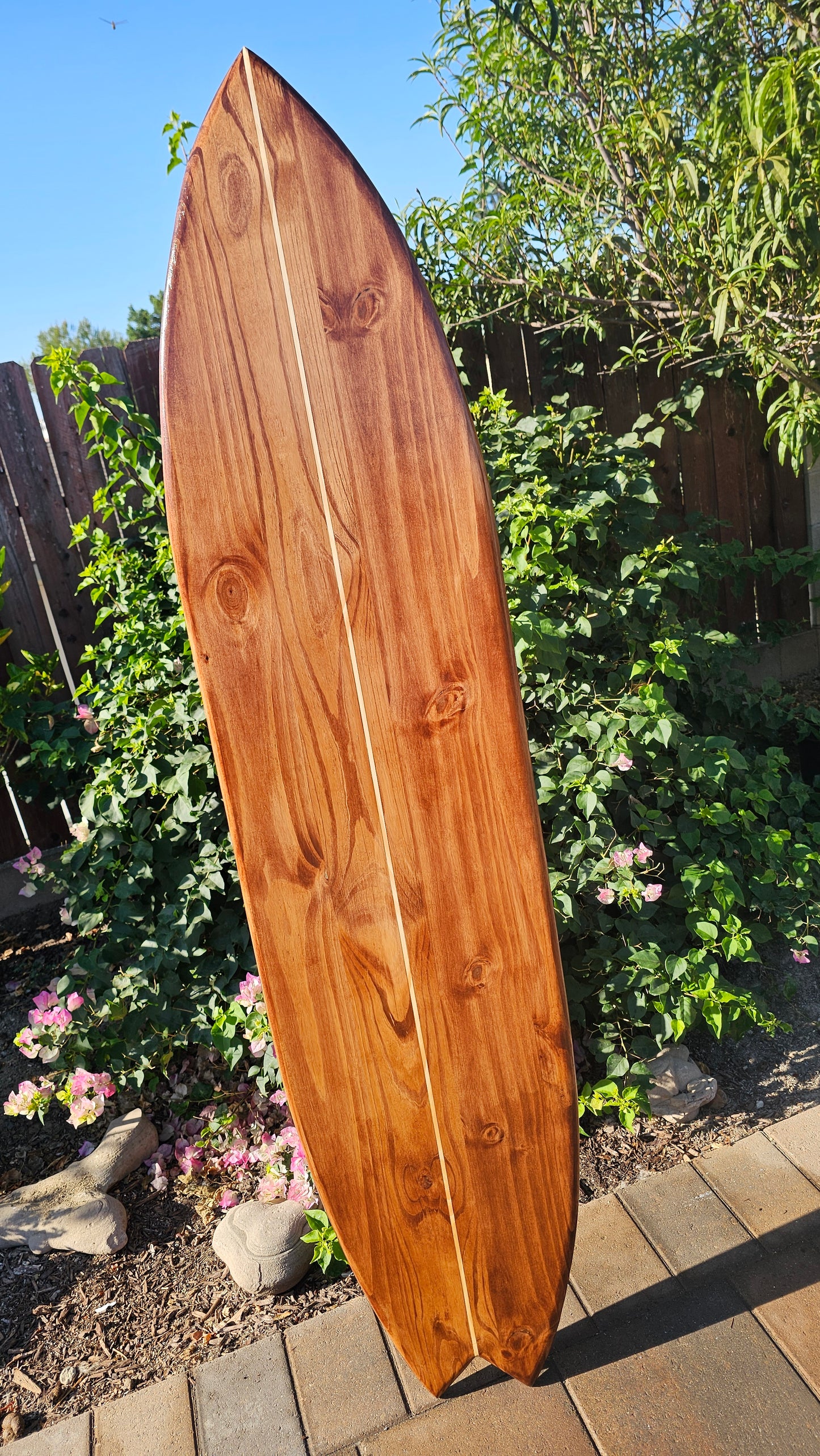 Mahogany Fishtail Surfboard Wall Art | Tropical Beach Decor