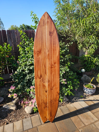 Mahogany Fishtail Surfboard Wall Art | Tropical Beach Decor