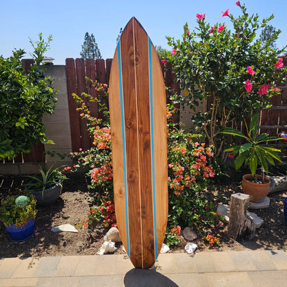 Blue striped Surfboard Wall Art | Tropical beach Decor