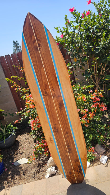 Blue striped Surfboard Wall Art | Tropical beach Decor