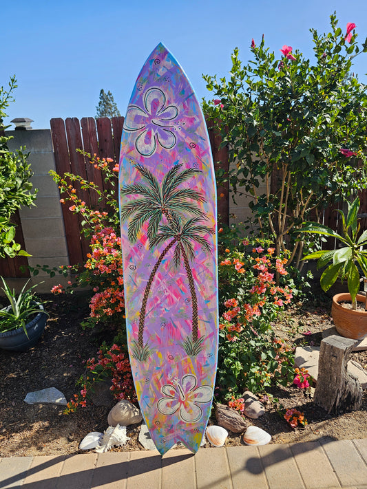 Tropical Surfboard Wall art | Palm trees