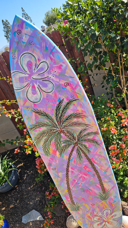 Tropical Surfboard Wall art | Palm trees