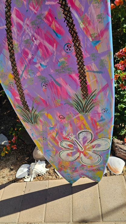 Tropical Surfboard Wall art | Palm trees