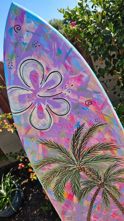 Tropical Surfboard Wall art | Palm trees