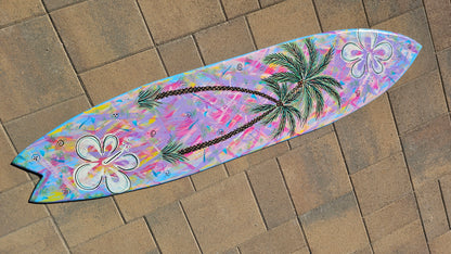 Tropical Surfboard Wall art | Palm trees