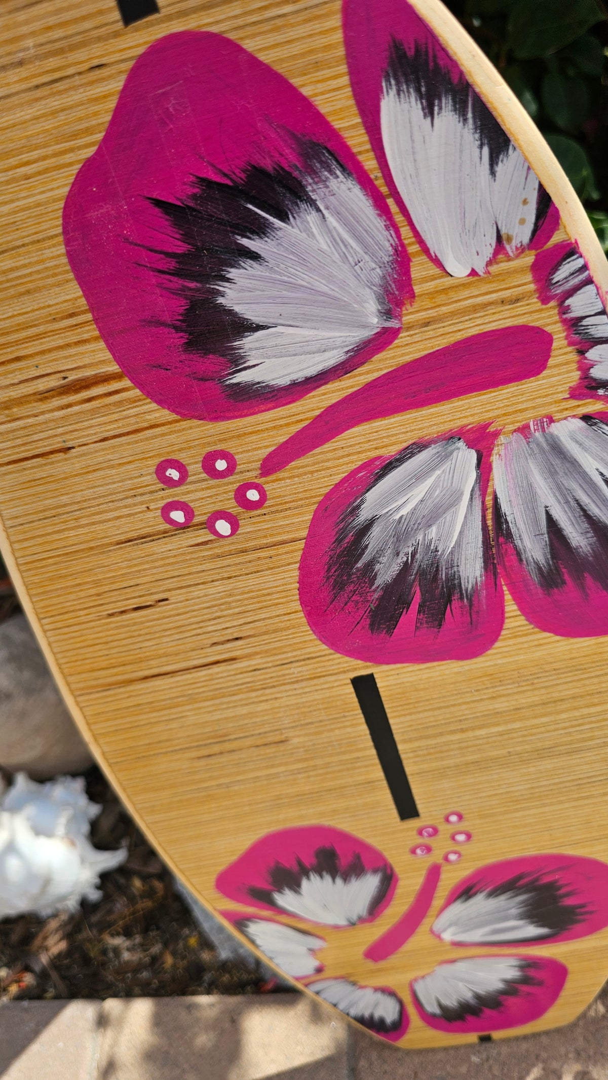 Pink Hibiscus Surfboard wall art | Tropical beach decor