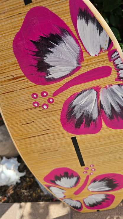 Pink Hibiscus Surfboard wall art | Tropical beach decor