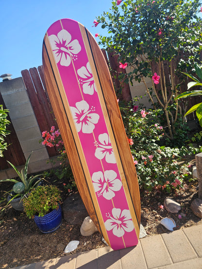Tropical Surfboard Wall Art decor | Hawaiian Hibiscus Decor