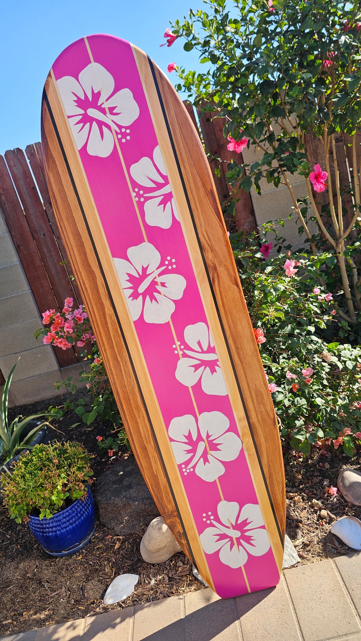 Tropical Surfboard Wall Art decor | Hawaiian Hibiscus Decor